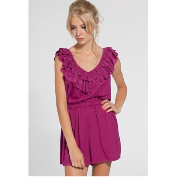 French Connection Sonata Romper 8 NWT Silk Summer Berry Ruffles Dressy Cocktail - Picture 6 of 16